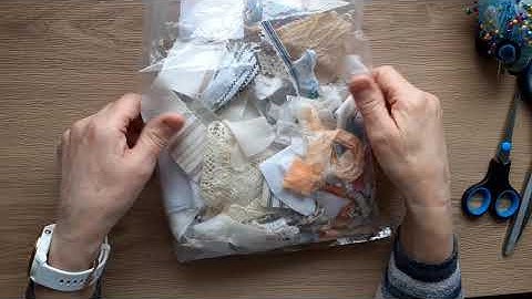 Craft along.  Using fabric and lace snippets