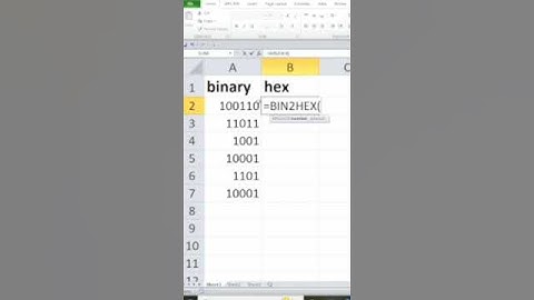 Bin2hex() in Excel||convert binary number in hexadecimal #shorts #thebwcs