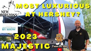 Inside the 2023 New Horizons Majestic Luxury Fifth Wheel. 2022 Hershey RV Show Tour with Cole