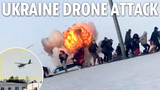 Flames erupt as Ukrainian drone blasts Putin’s weapons factory deep inside Russia
