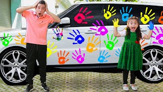 suri and annie pretend play hand painting with colorful paint fun finger painting art for kids