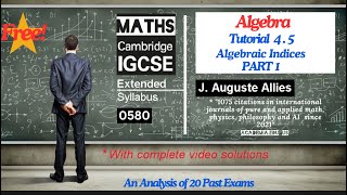 IGCSE Algebra Tutorial 4.5: Algebraic Indices (Exponents) PART 1