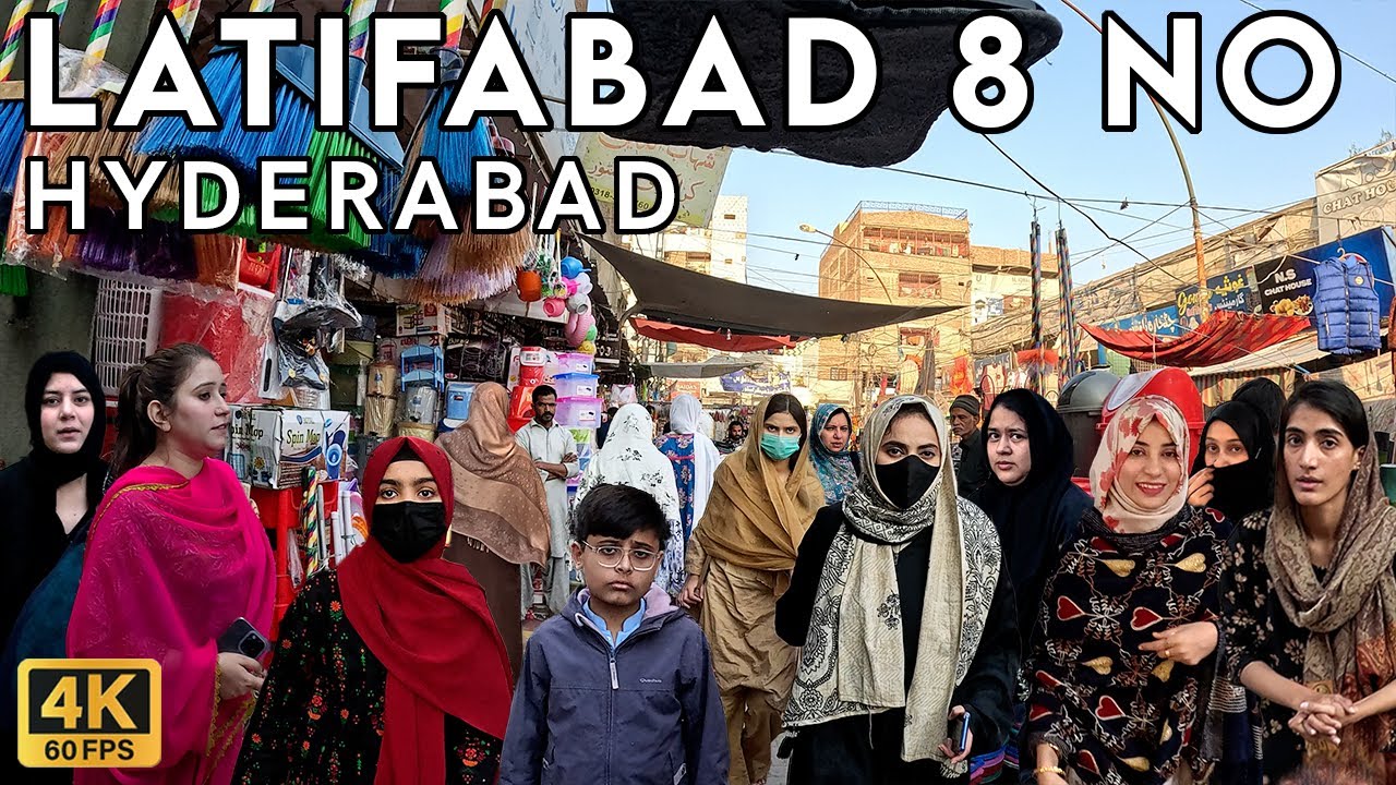 Latifabad 8 No Market Hyderabad - Walking Tourist 4K