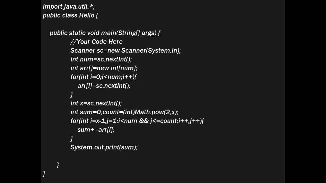 SkillRack- Daily Test - Sum - 2^X Integers from Xth Integer (Program Id: 9431) 25-08-23