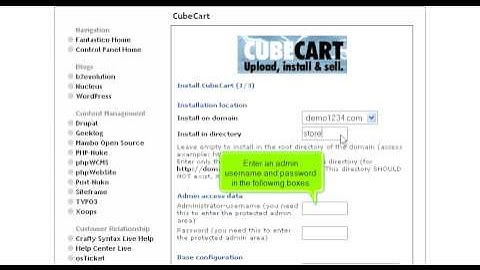 How to install CubeCart from Fantastico