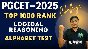 PGCET MBA-MCA 2025 | Yuva the energy batch | Alphabet Test | Logical Reasoning |  #pgcet2025