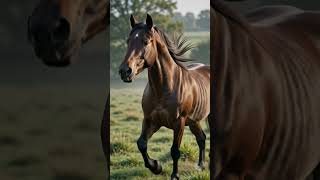 Brown Horse in Foggy Meadow 🐎 | AI Wildlife