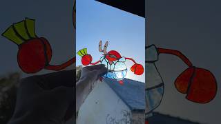 Making MR Krab in stained glass process #art #diy #stainedglassart
