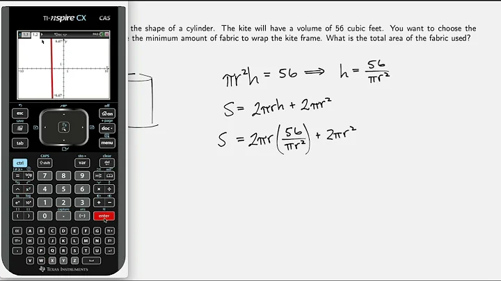 Minimum Surface Area of Cylinder Given Volume (Algebra and Calculator)