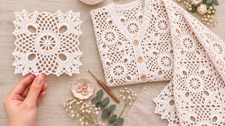 🤍Wonderful Floral Crochet Square Motif🤍A Beautiful and Textured Pattern / Detailed Tutorial