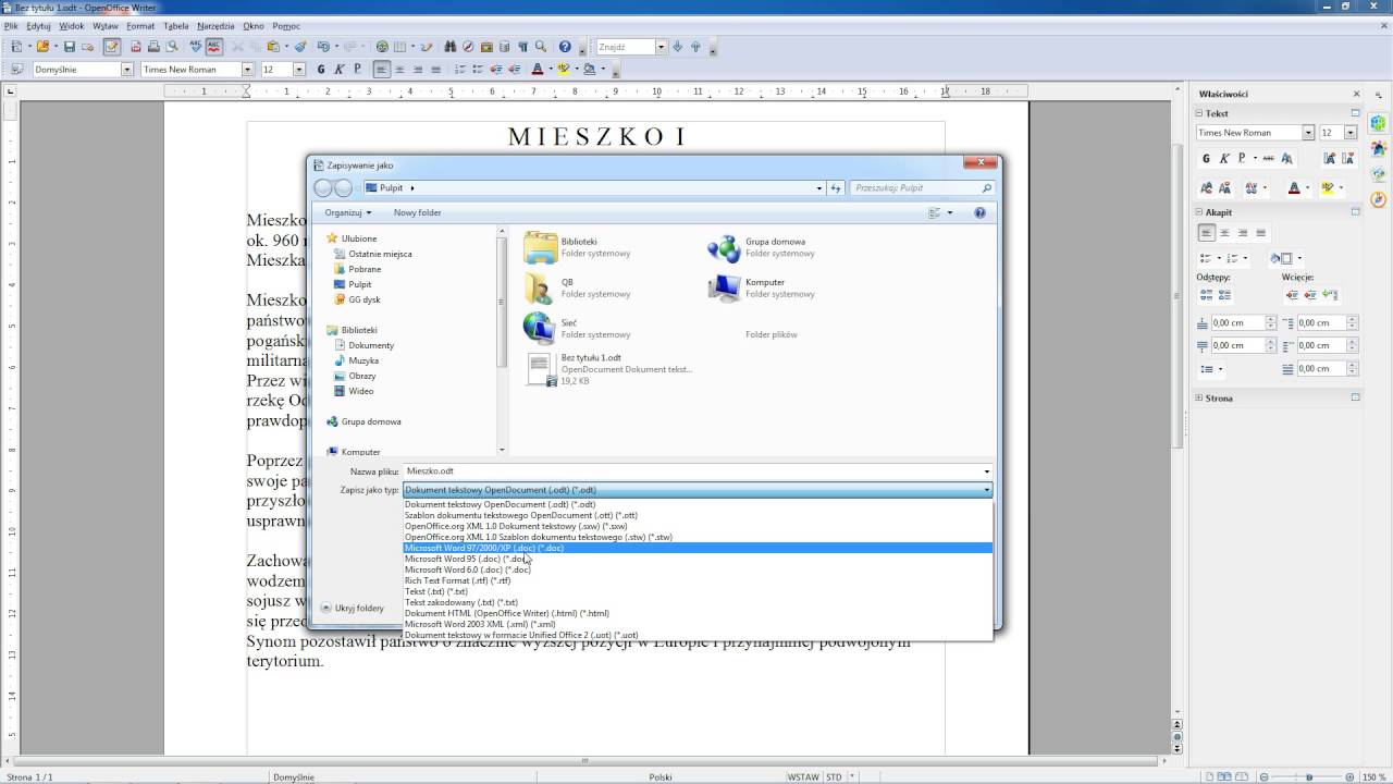 Jak Zapisać Dokument Word Jako Open Office