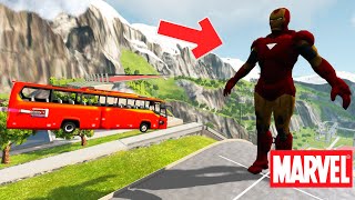 High Speed Buses vs GIANT IRON MAN #2 BeamNG.Drive Cars CRASHES