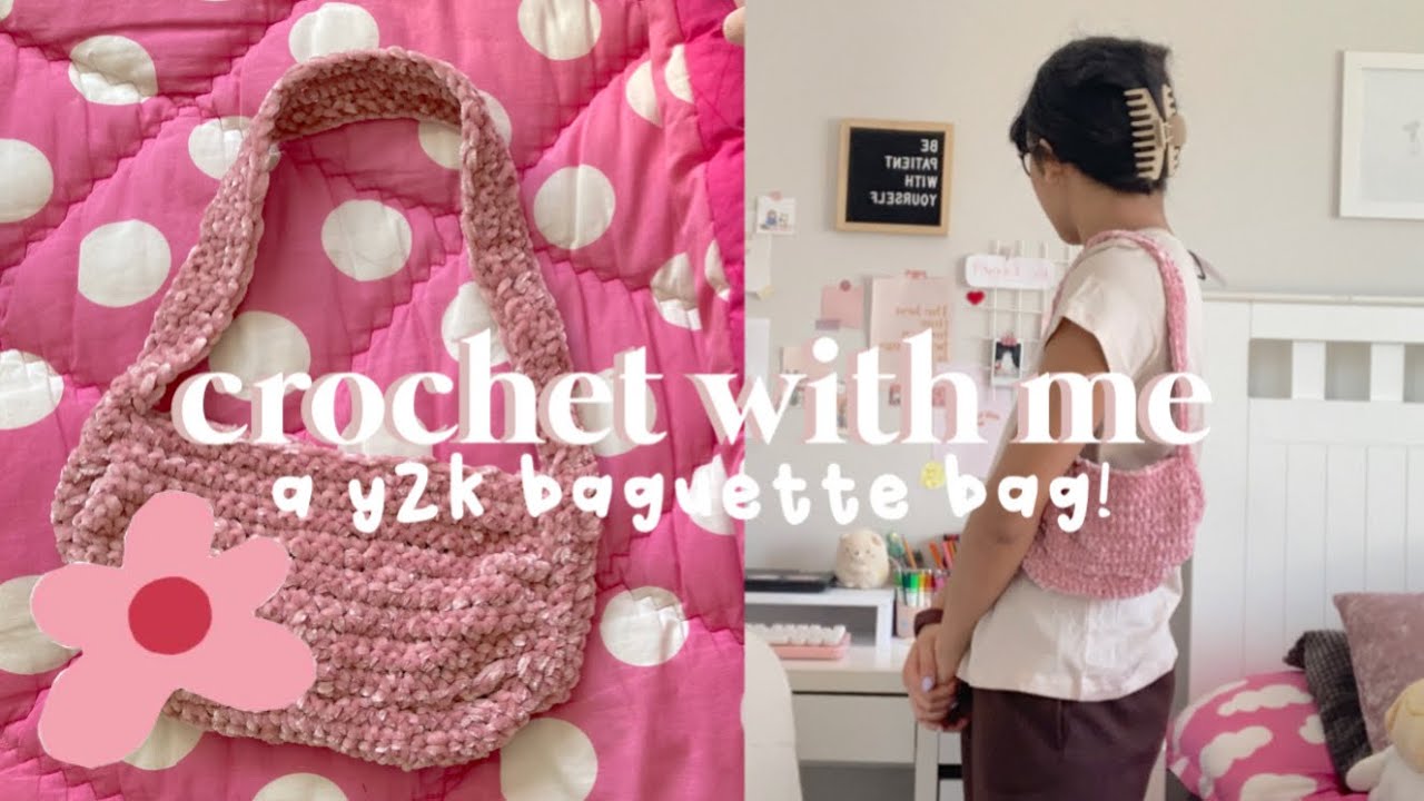 Crochet Checkered Baguette Bag Pattern Y2K 