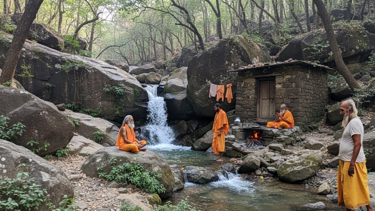 जंगल में झरने के किनारे दिव्य स्थान जहां पर सिद्ध संत महात्मा करते हैं तपस्या 