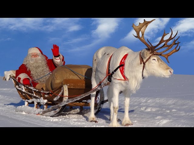 Santa Claus for kids 🦌🎅 Best reindeer rides of Father Christmas in Lapland Finland for children class=