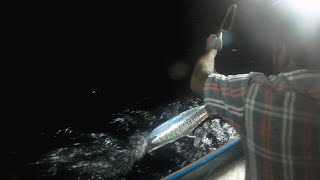 Hand line fishing | Night fishing |Catching king fish at sea