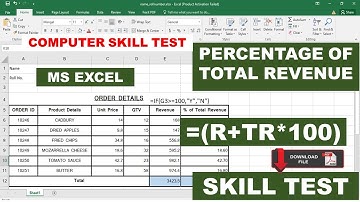 Assam Direct Recruitment Computer Skill Test Question PERCENTAGE OF TOTAL REVENUE EXCEL QUESTION