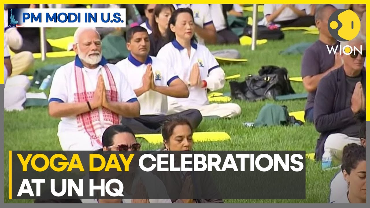 Indian PM Modi marks Yoga day celebrations during US visit | International Yoga Day