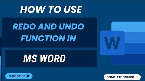 How To Use Undo And Redo Option In Ms Word | Ms Word Full Course | Lecture No 5