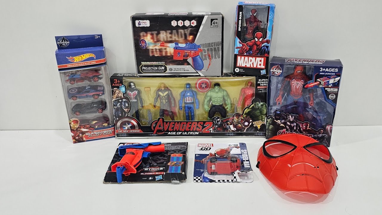 14 Minutes Satisfying with Unboxing Marvel Superhero Toys, Gun, Cars, Spiderman Mask Review | ASMR