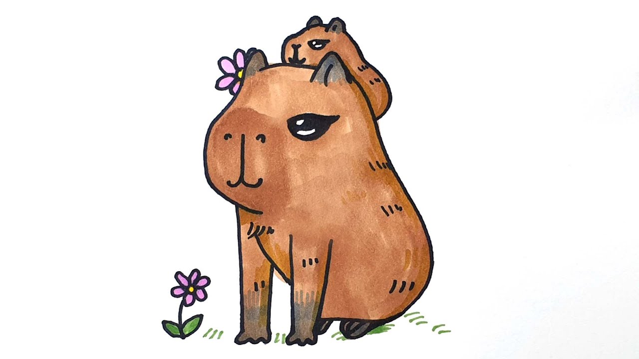 Excellent drawing of a Capybara!  Capivara, Capivaras, História natural