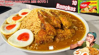 MUKBANG 10 BUNGKUS MIE NABATI RASA SOTO PAKE  5 AYAM DAN 4 TELUR.