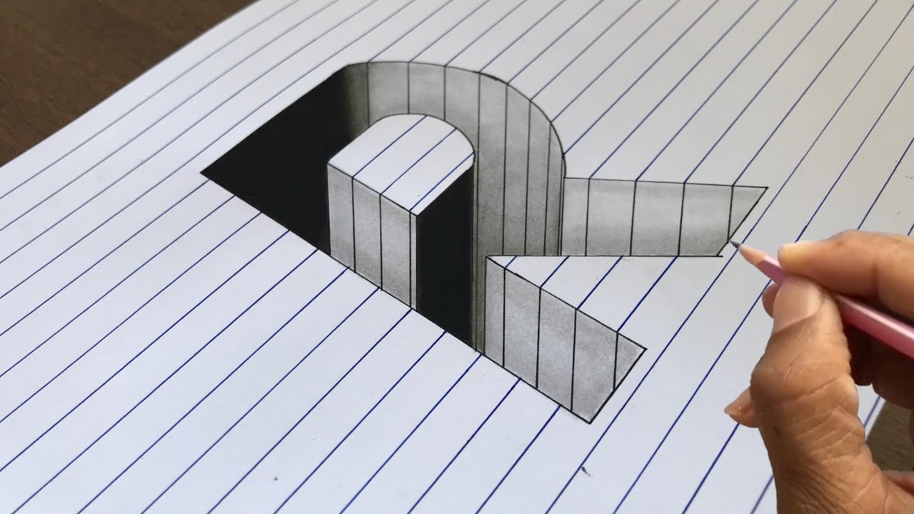 How to Draw a 3D Hole letter R Alphabet Drawing - YouTube