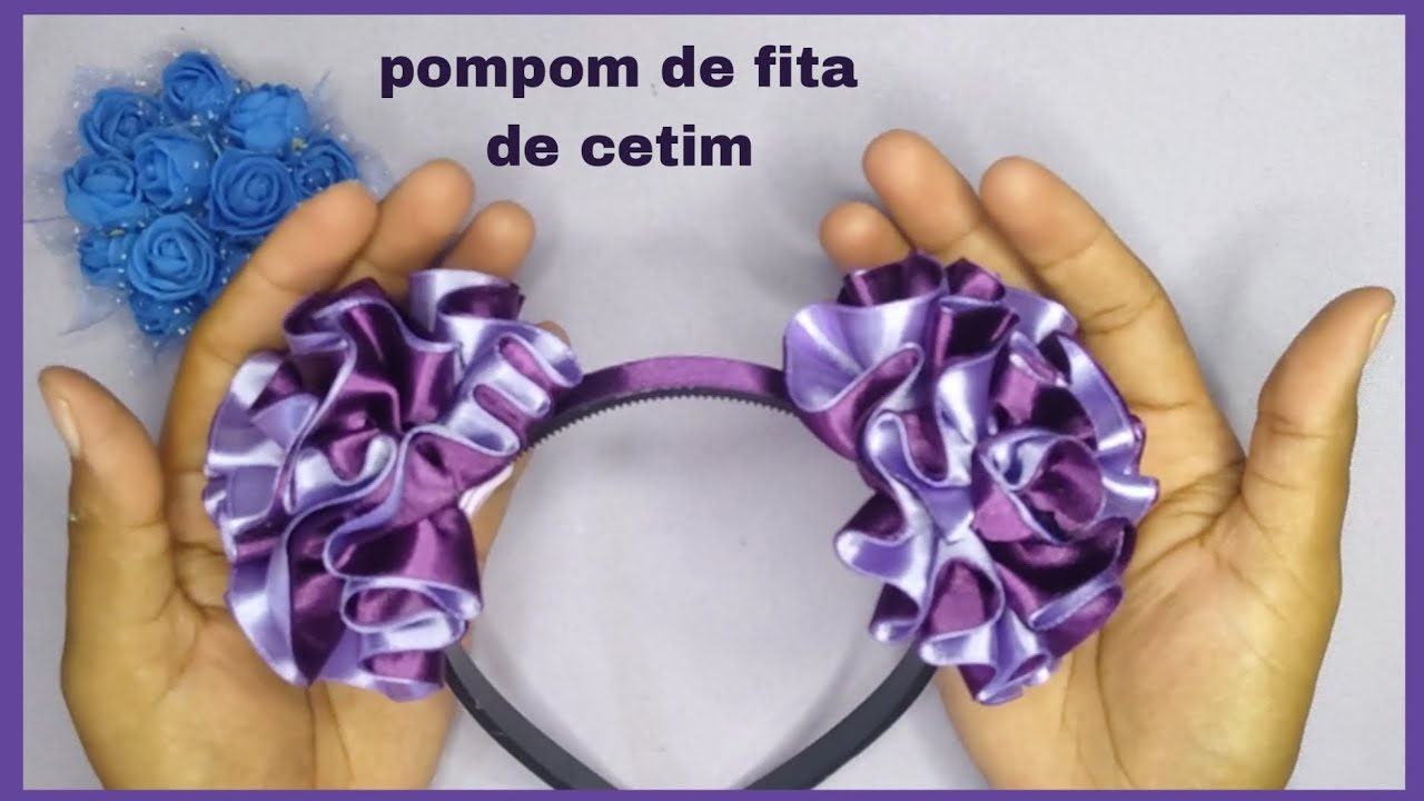 pompom de fita de cetim fácil para iniciantes olha esse resultado!! 😍😍😍 