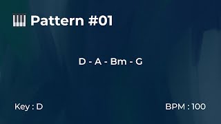 Pattern #01 – BPM 100 – Key D | Piano Loop Backing Track