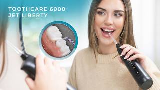 Tragbare Munddusche ToothCare 6000 Jet Liberty: Bis zu 30 Tage Akkulaufzeit, IPX7, 180-ml-Wassertank
