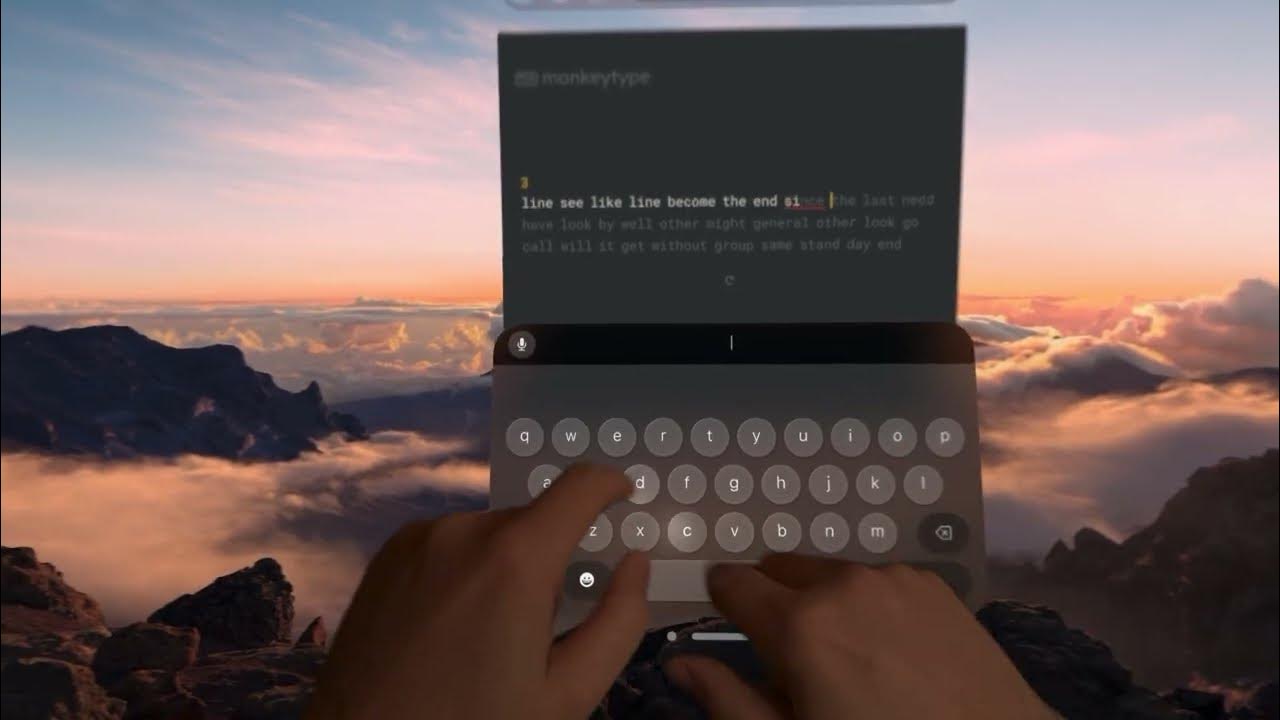 APPLE VISION PRO virtual keyboard TYPING on MONKEYTYPE website - YouTube
