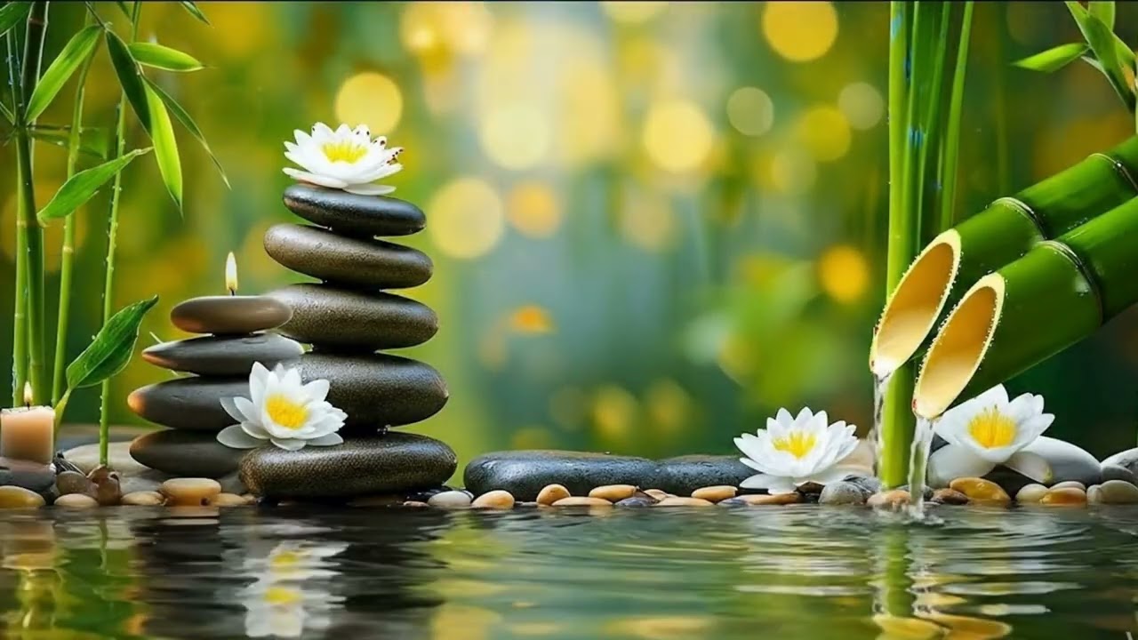 Deep Sleep in 3 Minutes 🌿🪷 White Lotus on Zen Stones & Bamboo Water   Luxury Spa Music #97