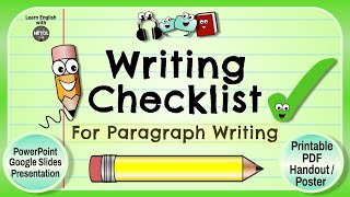 Writing Checklist For Paragraph Writing