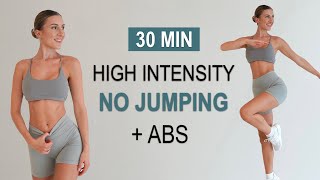30 Min Full Body Fat Burning Hiit - No Jumping + Abs | Super Sweaty | No Repeat, Warm Up + Cool Down