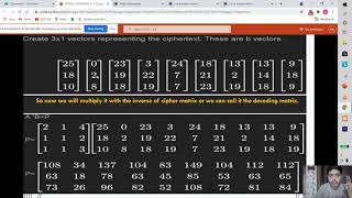 all about cryptography using matrices and linear algebra/plaintext/ciphertext/encryption/decryption
