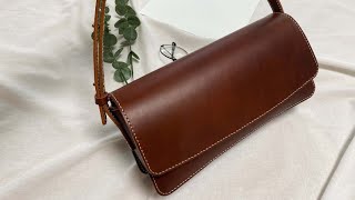 Leather craft/ Making a leather craft baguette bag 가죽공예 바게트백 만들기 무료패턴 Free Pattern PDF