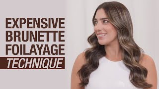 Virgin Highlights On Dark Brunette Hair | Expensive Brunette Foilayage Technique | Kenra Color