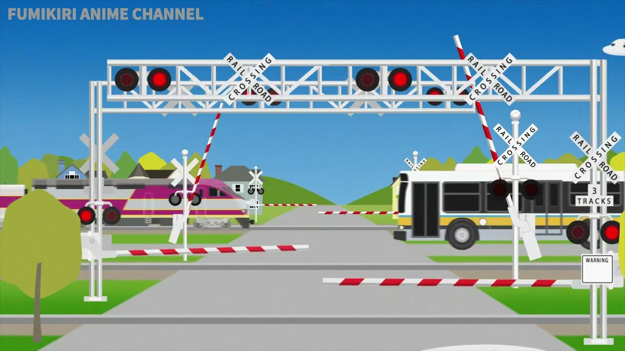 いろんなふみきり｜踏切を通過するいろんな種類のアメリカの電車・列車