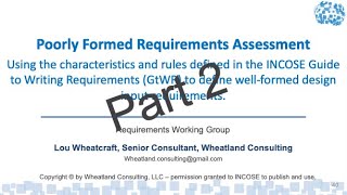 Poorly Formed Requirements Assessment Tutorial Part 2