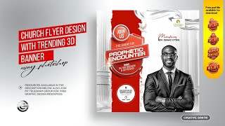 Church flyer design  with trending 3d banner