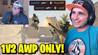 Summit1g Challenged to FUNNY AWP 1v2 vs Hutch & Judd in CS:GO!