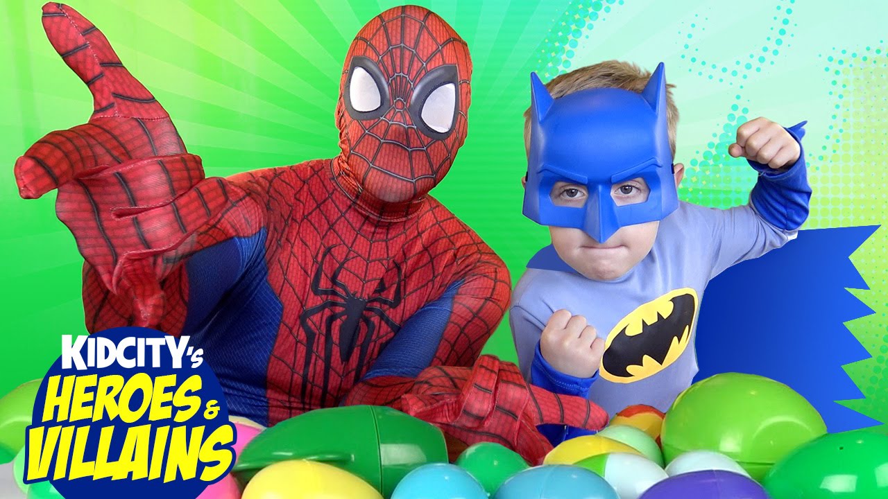 Heroes and Villains Superhero Surprise Egg: Batman vs Spider-man! - YouTube