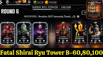 Fatal Shirai Ryu Tower Boss Battle 100 & 60,80 Fight + Reward MK Mobile