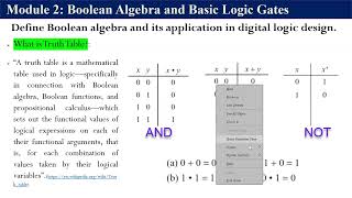 Boolean Algebra and Basic Logic Gates