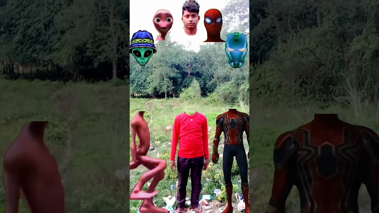 new fuuny😂 me and Spiderman and alien head matching video cinemaster editing 