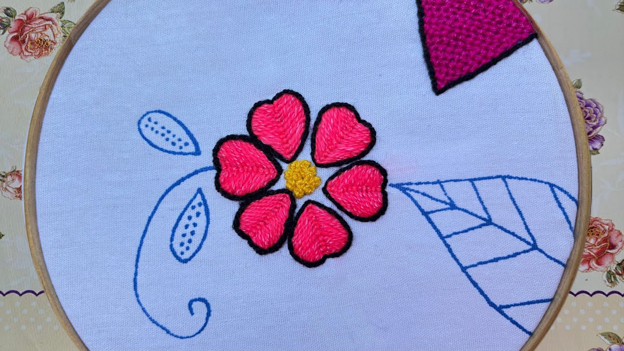 Como bordar una Flor pequeña🌺puntadas fáciles💜