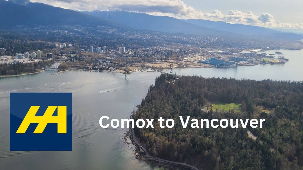 Harbour Air Comox to Vancouver with full approach to Vancouver Harbour