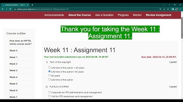 Intellectual Property Week 11 Assignment Solution