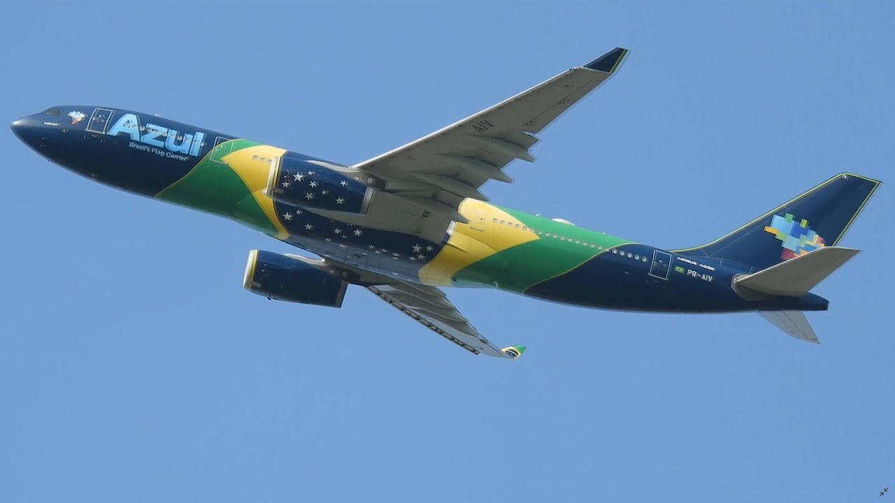 O AVIÃO MAIS ESPETACULAR DA AZUL - DECOLAGEM DO BANDEIRÃO AIRBUS A330  PR-AIV EM CAMPINAS VIRACOPOS 