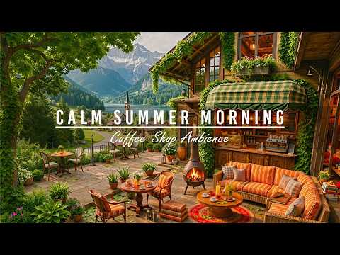 Calm Summer Morning & Outdoor Coffee Shop Ambience 🌿 Relaxing Jazz Instrumental Music for Work,Study
